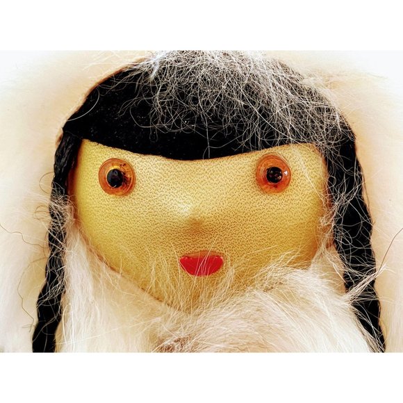 Vintage Rabbit Fur Eskimo Doll Leather glass eyes - Picture 3 of 9